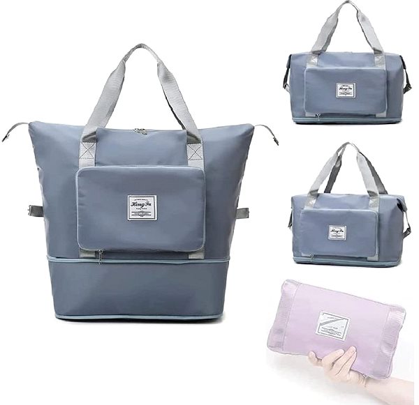 Cestovná taška Alum skladacia taška s veľkým úložným priestorom, modro-sivá ...