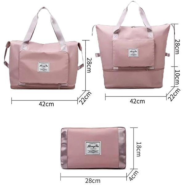 Cestovná taška Alum skladacia taška s veľkým úložným priestorom, svetlo ružová ...