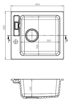 Granite Sink ALVEUS Victoria 20 - G 55 Beige Technical draft