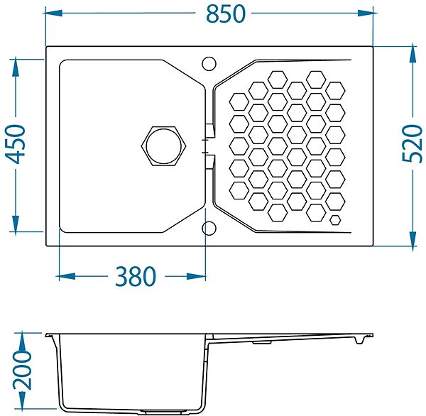 Granite Sink ALVEUS Sensual 30 - G 05 M Twilight Technical draft