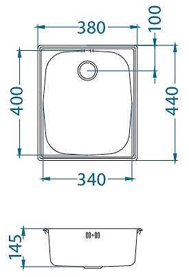Stainless Steel Sink ALVEUS Basic 10 fi 70 Technical draft