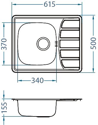 Stainless Steel Sink ALVEUS Zoom 10 Technical draft
