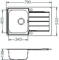 Stainless Steel Sink ALVEUS Line 80 Maxim I Technical draft
