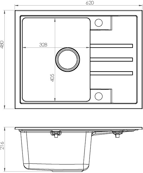 Granite Sink ALVEUS Intermezzo 30 - G 91 Black Technical draft