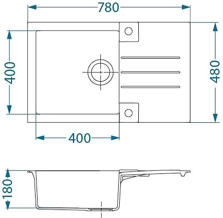 Granite Sink ALVEUS Rock 130 G 04 Steel Technical draft