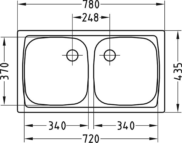 Nerezový dřez ALVEUS Basic 160 fi 70 DEK Technický nákres