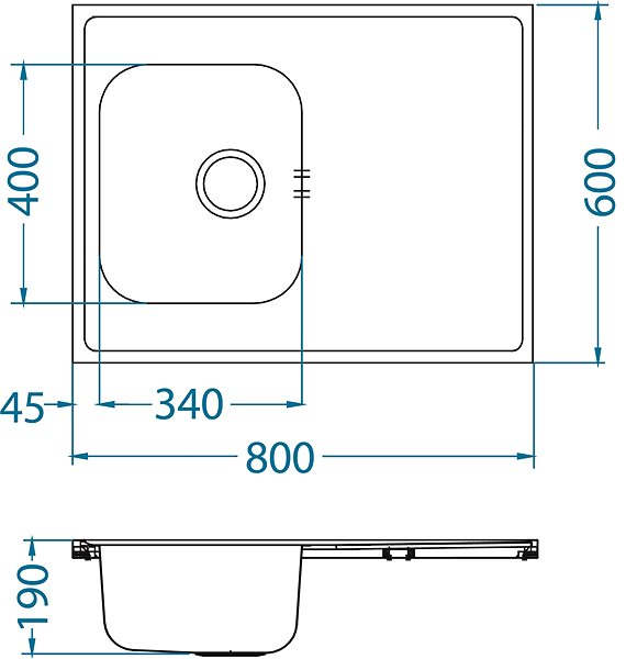 Nerezový dřez ALVEUS Classic Pro 30 Technický nákres