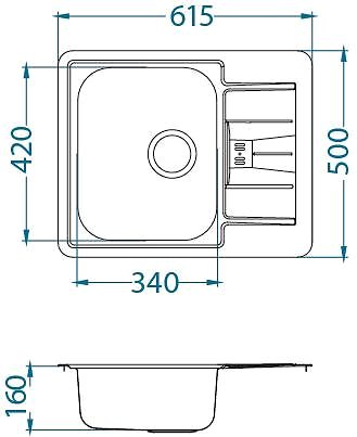 Stainless Steel Sink ALVEUS Line 60 DEK Technical draft