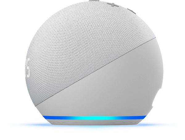 Voice Assistant Amazon Echo Dot 4th Generation Voice Assistant, Glacier White, with Clock Lateral view