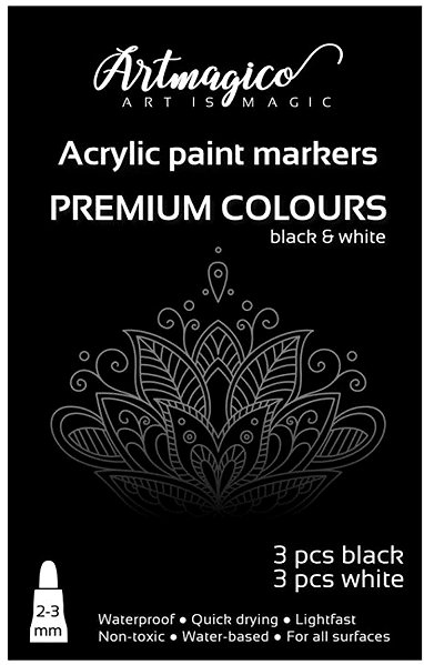 Marker Artmagico acrylic marker set black and white 2-3 mm ...