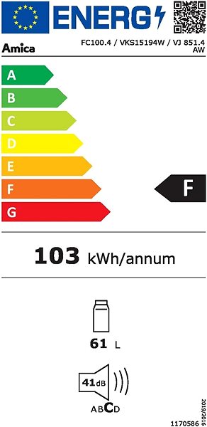 Hűtőszekrény Amica FC100.4 Energia címke