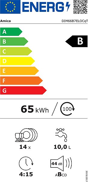 Built-in Dishwasher AMICA DIM66B7ELOCqT Energy label