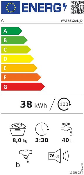 AMICA WA6S812ALiJD washing machine energy label
