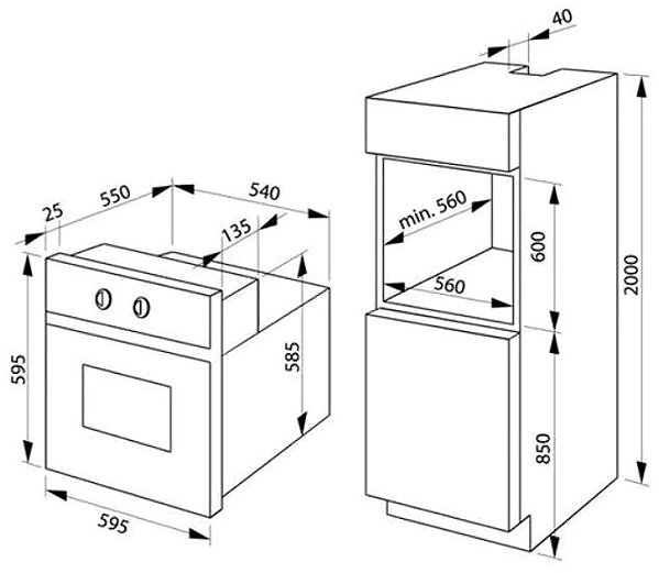 Built-in Oven AMICA TR 16 MW Technical draft