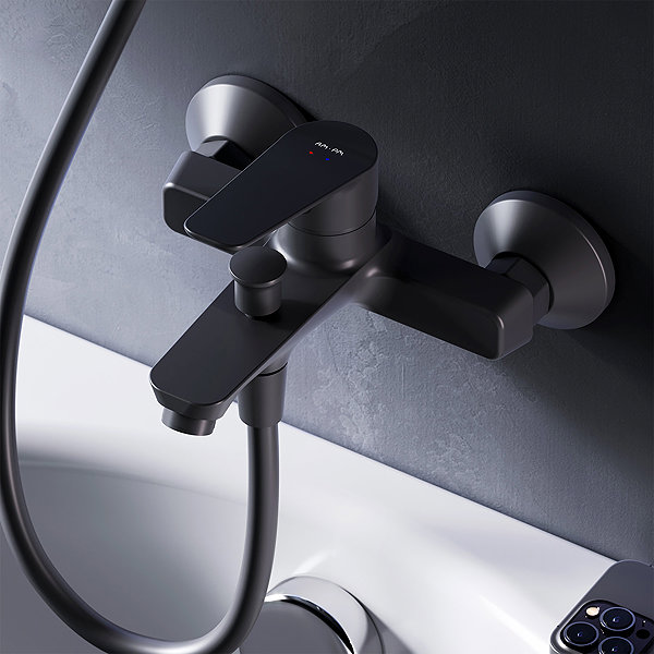 Tap AM. PM Hit FTA10022 Single-Lever Bath and Shower Mixer Tap, Black ...