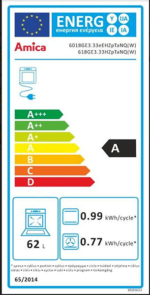 Kitchen Stove AMICA A6KG10.2(W)Gd Energy label