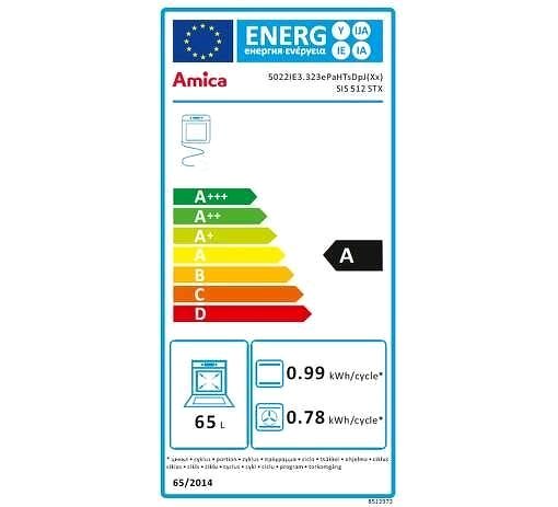 Tűzhely AMICA SIS 512 STX Energia címke