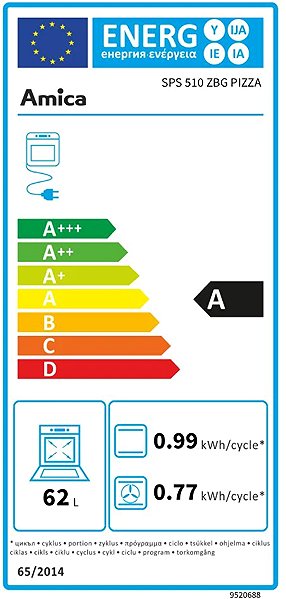 Kitchen Stove AMICA SPS 510 ZBG PIZZA Energy label