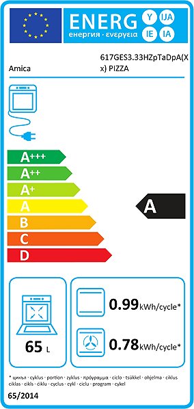 Kitchen Stove AMICA SPA 6110 TZX PIZZA Energy label