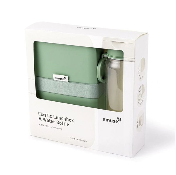 Lunch Box Amuse Set: Classic Breakfast Box and Water Bottle – Green ...