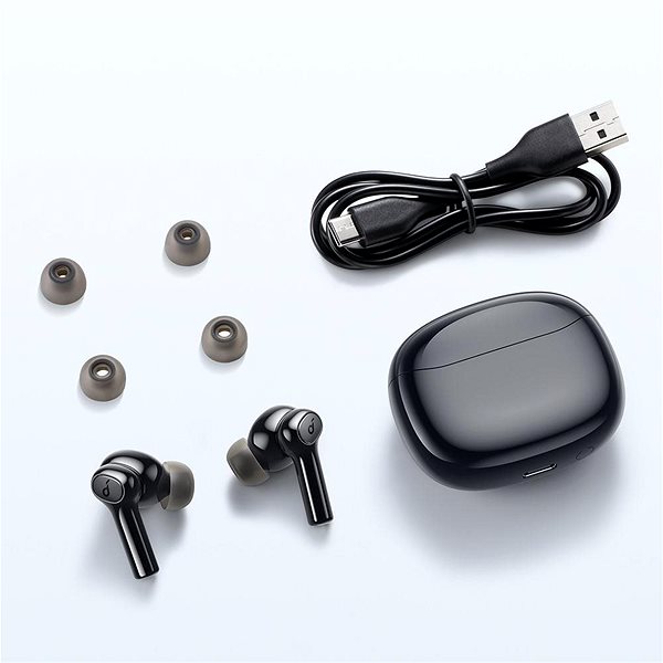 Vezeték nélküli fül-/fejhallgató Anker Soundcore R100 fekete Csomag tartalma