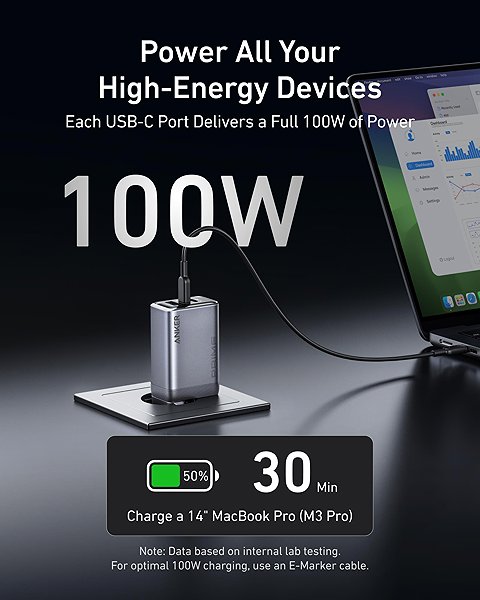 AC Adapter Anker Prime Charger 100W 3 Ports GaNPrime Silver ...