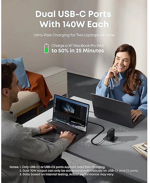 Wall Charger Anker 140W, 3xUSB-C, 1xUSB grey ...