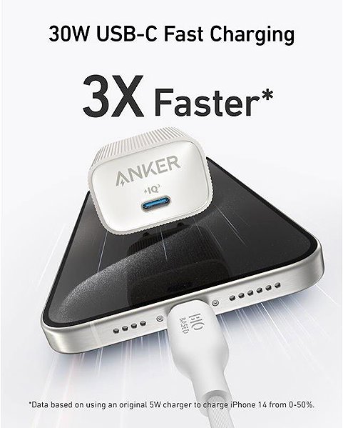 Wall Charger Anker 511 Nano 4 30W, USB-C white ...