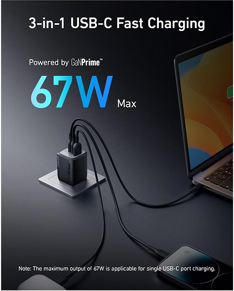 Nabíječka do sítě Anker 735 Prime Wall Charger 67W, 1A/2C, Black ...