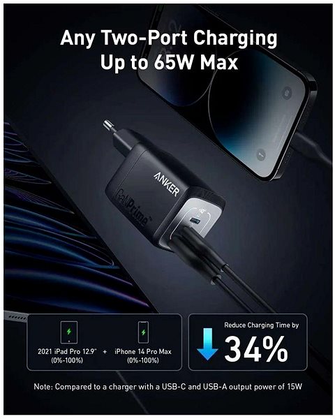 Nabíječka do sítě Anker 735 Prime Wall Charger 67W, 1A/2C, Black ...
