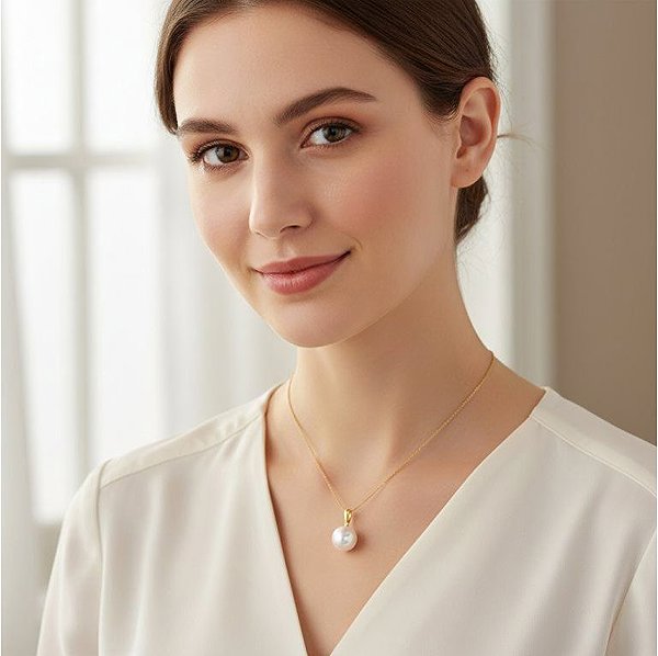 ANNA PERLY Attractive gold-plated pendant with Edison pearl and zircon (Ag 925/1000; 3g) pendant.