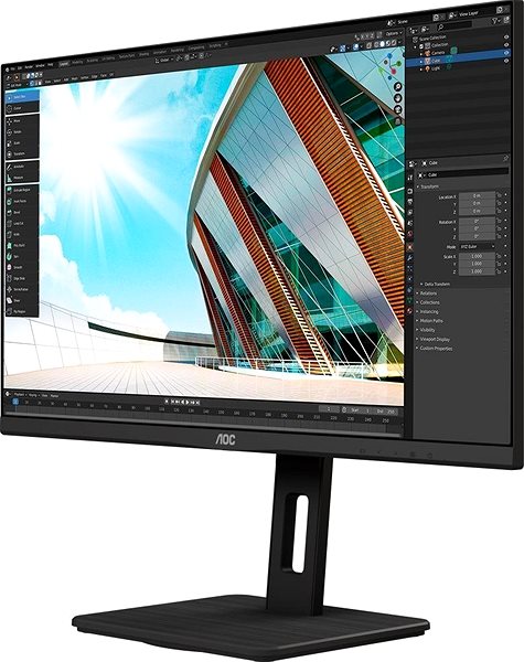 LCD Monitor AOC U28P2A LCD Monitor Seitlicher Anblick