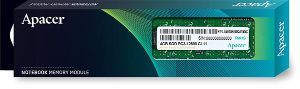RAM memória Apacer SO-DIMM 4GB DDR3 1600MHz CL11 Csomagolás/doboz