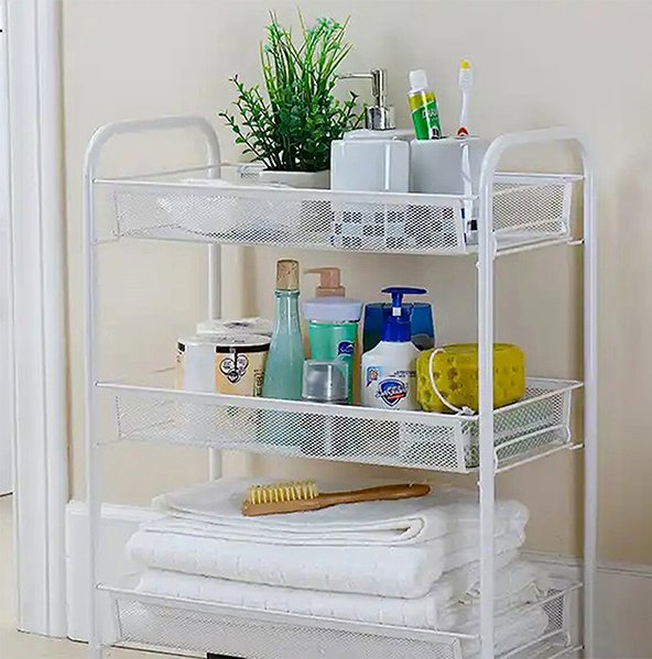 Shelving Unit APT AG952A Rolling shelf 64 × 44 × 26 cm, white ...