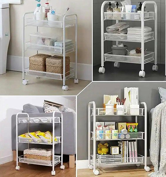 Shelving Unit APT AG952A Rolling shelf 64 × 44 × 26 cm, white ...