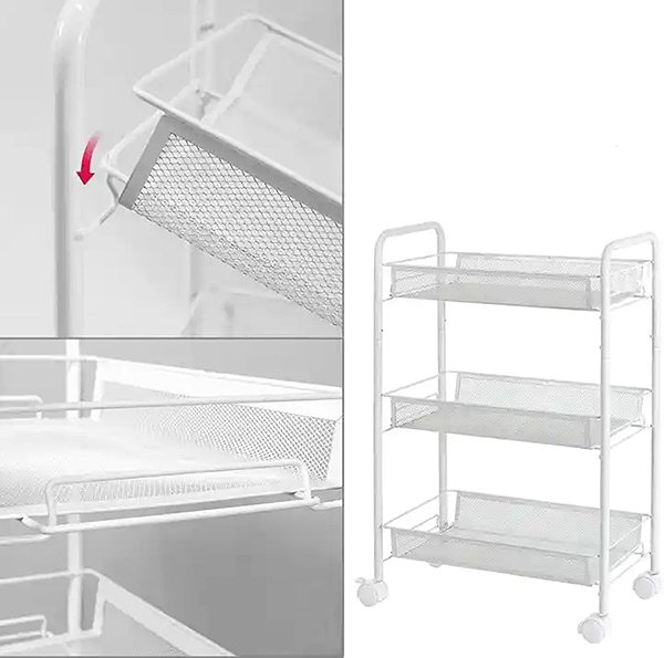 Shelving Unit APT AG952A Rolling shelf 64 × 44 × 26 cm, white ...