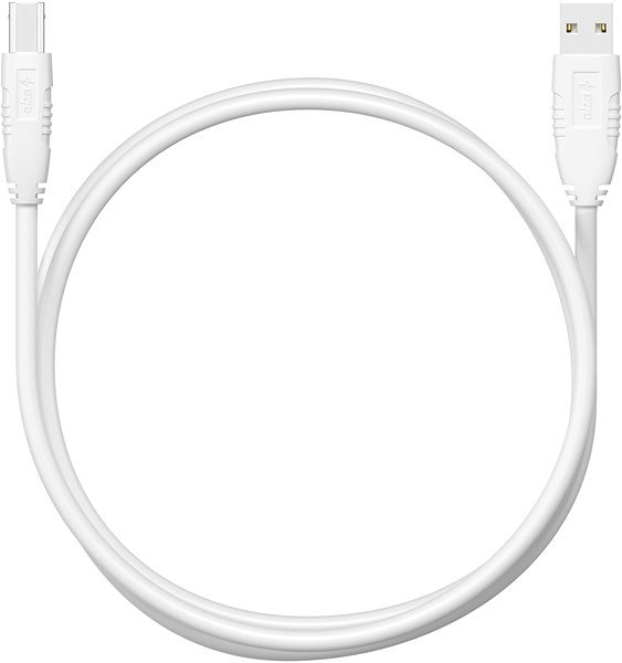Data Cable AlzaPower LinkCore USB-A to USB-B 2m, White Screen