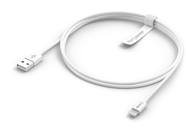 Data Cable AlzaPower Core Lightning MFi (89) 0.5m white Lateral view