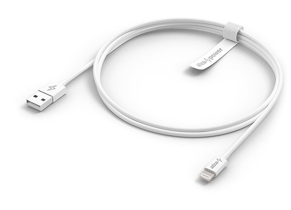 Data Cable AlzaPower Core USB-A to Lightning MFi (C189) 2m white Lateral view