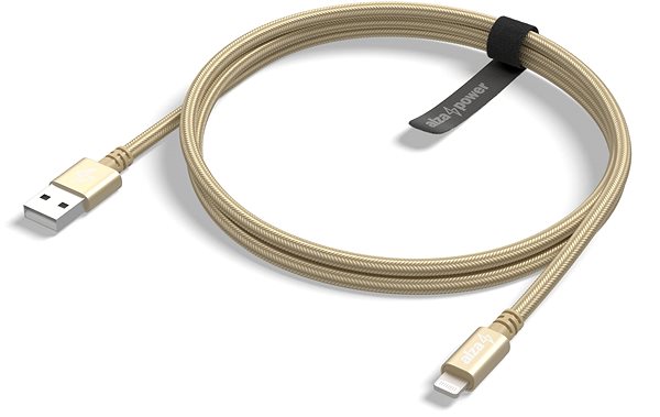 Data Cable AlzaPower AluCore USB-A to Lightning MFi (C189) 2m gold Lateral view
