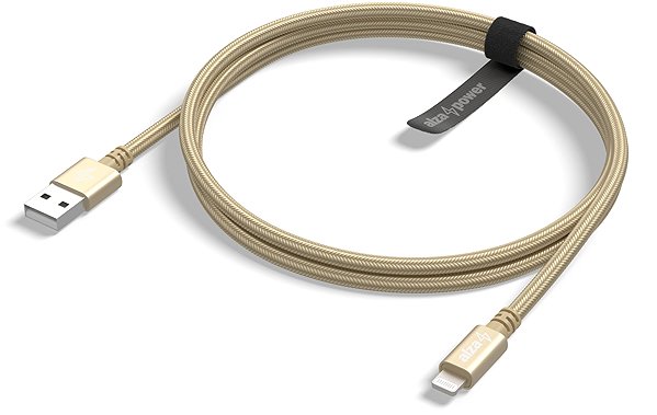 Data Cable AlzaPower AluCore USB-A to Lightning MFi (C189) 3m gold Lateral view