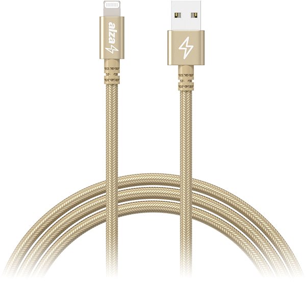 Data Cable AlzaPower AluCore Lightning MFi 0.5m Gold Screen