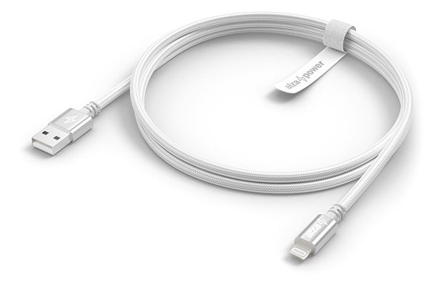 Data Cable AlzaPower AluCore Lightning MFi 1m Silver Lateral view