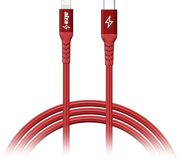 Data Cable AlzaPower Alucore USB-C to Lightning MFi 0.5 red ...
