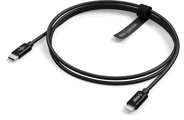 Data Cable AlzaPower Core USB-C to Lightning MFi 1m Black Lateral view