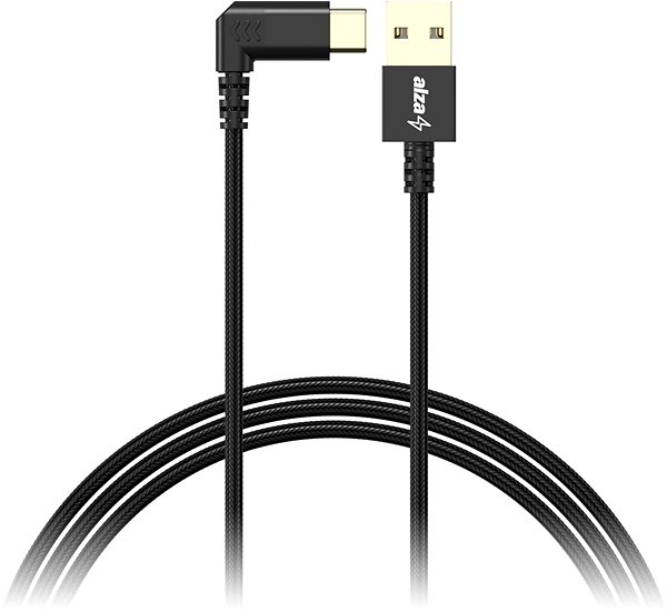 Data Cable AlzaPower 90Core USB-A to USB-C 1m Black Screen