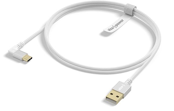 Data Cable AlzaPower 90Core USB-A to USB-C 1m Silver Lateral view