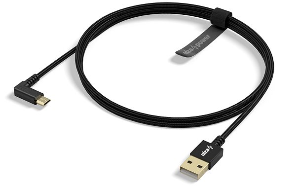 Data Cable AlzaPower AluCore Micro USB D90 1m Black Lateral view