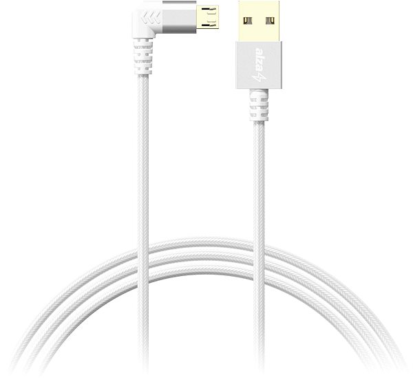 Data Cable AlzaPower 90Core USB-A to Micro USB 1m Silver Screen