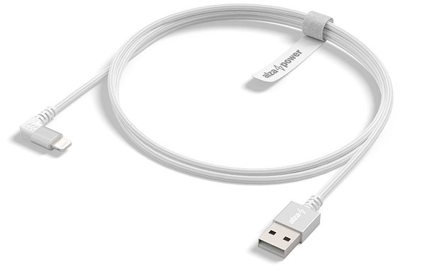 Datenkabel AlzaPower 90Core USB-A to Lightning MFi 1m Silber Seitlicher Anblick